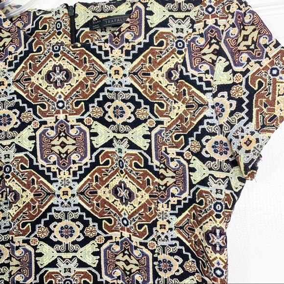 Zara TRF Tapestry Short Sleeve Mini Dress Women’s S - Picture 2 of 7